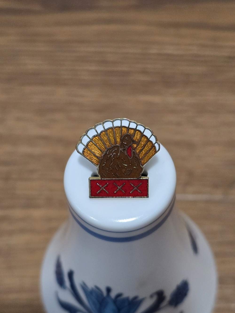 Vintage Gold & Red Turkey Enamel Pin - Women Accessories